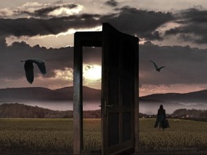 Go out the door in order to return through another door.